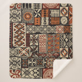 Couverture Sherpa Hawaiian style tapa tribal fabric abstract patchwo (Devant)