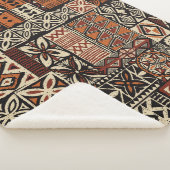 Couverture Sherpa Hawaiian style tapa tribal fabric abstract patchwo (3/4)