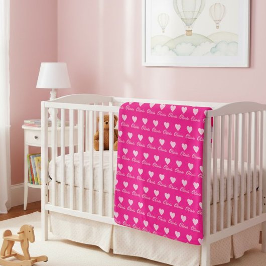 Couverture Sherpa Heart Pattern Blanket for Girls – Personalized