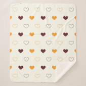 Couverture Sherpa Heart Pattern with Orange & Brown Hearts (Devant)