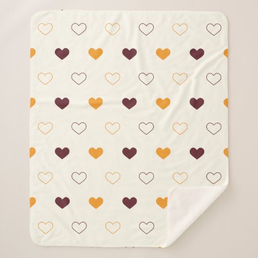 Couverture Sherpa Heart Pattern with Orange & Brown Hearts (Devant)