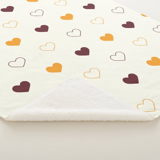 Couverture Sherpa Heart Pattern with Orange & Brown Hearts (3/4)