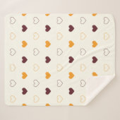 Couverture Sherpa Heart Pattern with Orange & Brown Hearts (Devant (Horizontal))