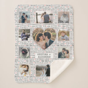 Couverture Sherpa Heart Photo Collage True Love Valentine ou Mariage