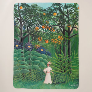 Couverture Sherpa Henri Rousseau - Femme marchant dans une forêt exo