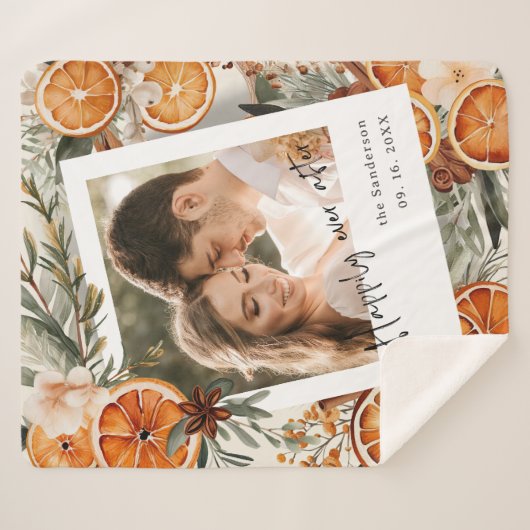 Couverture Sherpa Heureux Jamais après Boho Mariage de vacances d'hi (Devant (Horizontal))