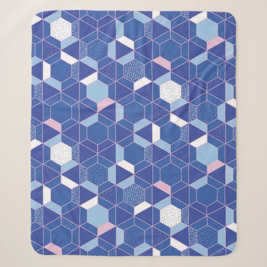 Couverture Sherpa Hexagons, triangles : motif abstrait géométrique. (Devant)