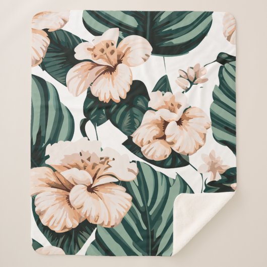 Couverture Sherpa hibiscus feuille de Monstera (Devant)