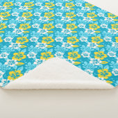 Couverture Sherpa Hibiscus hawaïen bleu motif floral (3/4)