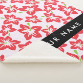 Couverture Sherpa Hibiscus Rouge, Fleurs Rouges, Votre Nom (3/4)