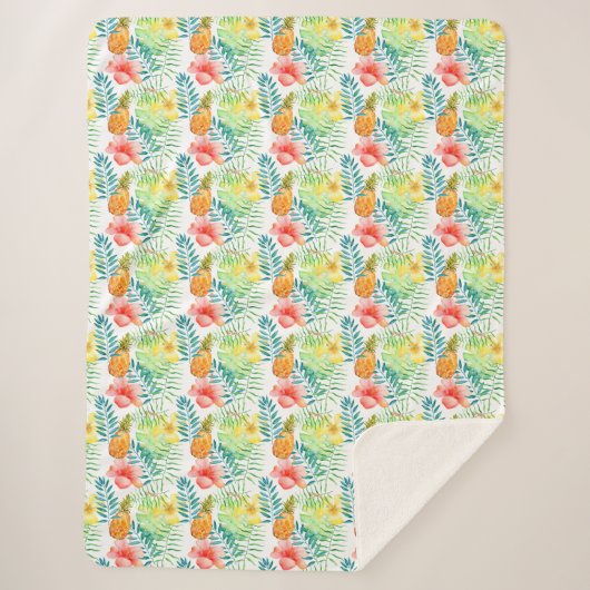Couverture Sherpa Hibiscus tropical Ananas (Devant)