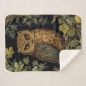 Couverture Sherpa hibou Art nouveau dans la forêt (Devant (Horizontal))