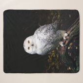 Couverture Sherpa Hibou des neiges majestueux d'hiver (Devant (Horizontal))