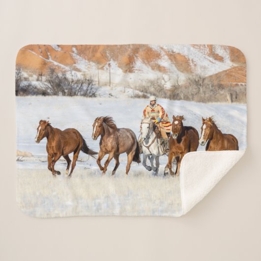 Couverture Sherpa Hideout Horse Ranch, Wrangler et Horse (Devant (Horizontal))