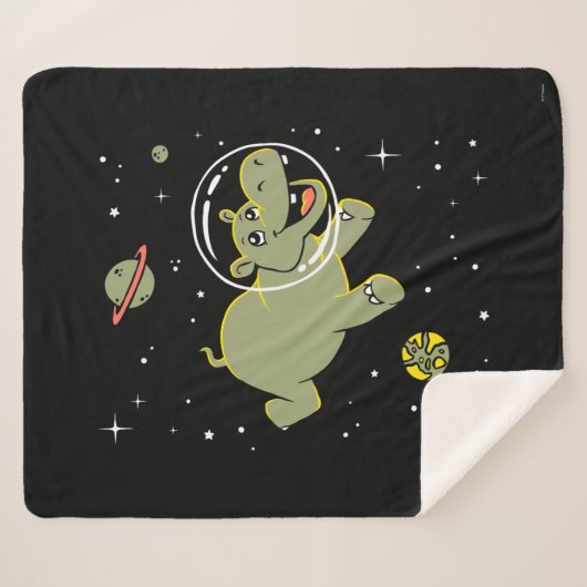 Couverture Sherpa Hippo Animaux Dans L'Espace (Devant (Horizontal))