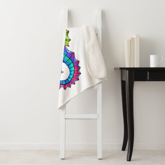 Couverture Sherpa Hippocampe polygonal arc-en-ciel (En situation)