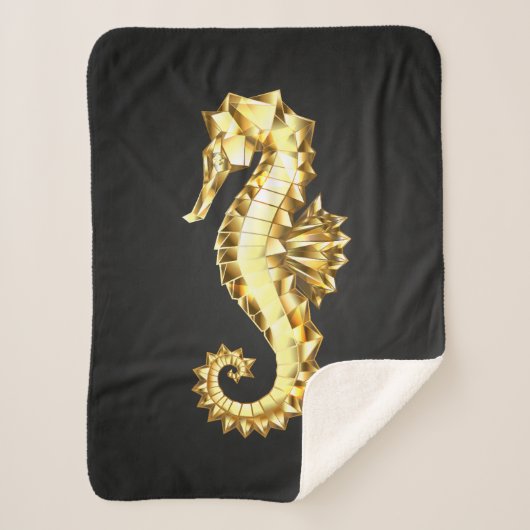 Couverture Sherpa Hippocampe Polygonal Or (Devant)