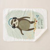 Couverture Sherpa Hipster Sloth | Rollin' Avec Mes Jams Lents (Devant (Horizontal))