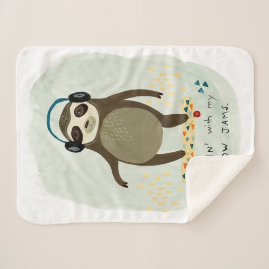 Couverture Sherpa Hipster Sloth | Rollin' Avec Mes Jams Lents (Devant (Horizontal))