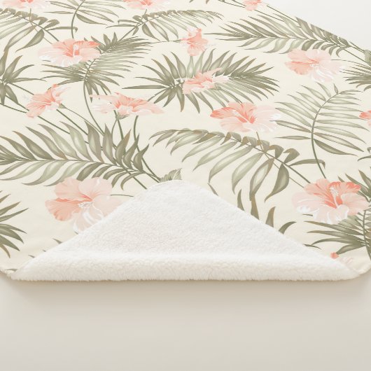 Couverture Sherpa Hisbiscus Tropical Palm Tree Motif (3/4)