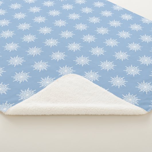 Couverture Sherpa Hiver Blue Ornamental G Clef Snowflake Motif (3/4)