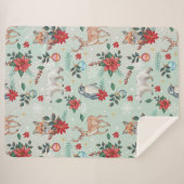 Couverture Sherpa Hiver Florest Animaux Motif de Noël (Devant (Horizontal))