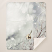 Couverture Sherpa Hiver Frosty Tree Chickadee Bird Fleece Blanche (Devant)