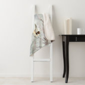 Couverture Sherpa Hiver Frosty Tree Chickadee Bird Fleece Blanche (En situation)