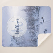 Couverture Sherpa Hiver merveilleux brouillard épinette forêt neige  (Devant (Horizontal))