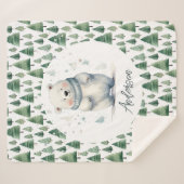 Couverture Sherpa Hiver Woodland Teddy Nom de l'ours (Devant (Horizontal))