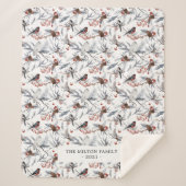 Couverture Sherpa hivernal merland birds monogramme sherpa couvertur (Devant)