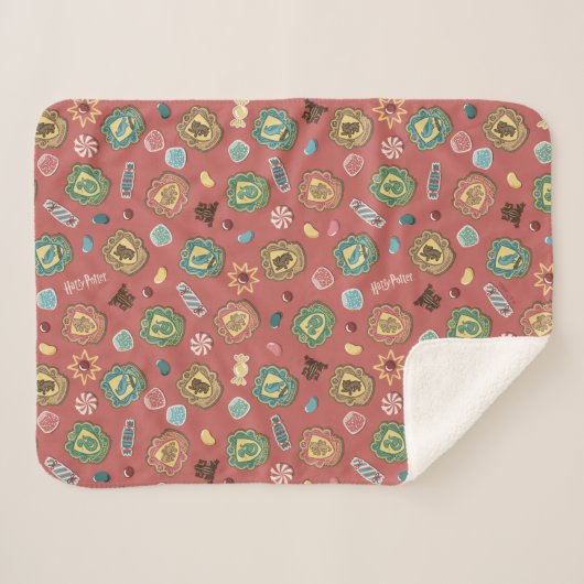 Couverture Sherpa HOGWARTS™ Maisons Motif de biscuits de vacances (Devant (Horizontal))