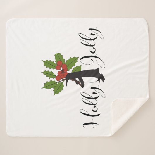 Couverture Sherpa Holly Jolly Cute Funny Penguin Noël (Devant (Horizontal))