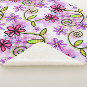 Couverture Sherpa Holographique Arc-en-ciel - Collage floral (3/4)