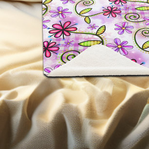 Couverture Sherpa Holographique Arc-en-ciel - Collage floral