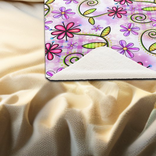 Couverture Sherpa Holographique Arc-en-ciel - Collage floral