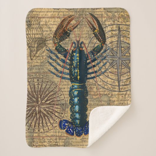 Couverture Sherpa Homard Coquillages Fruits de mer Maine Classique O (Devant)