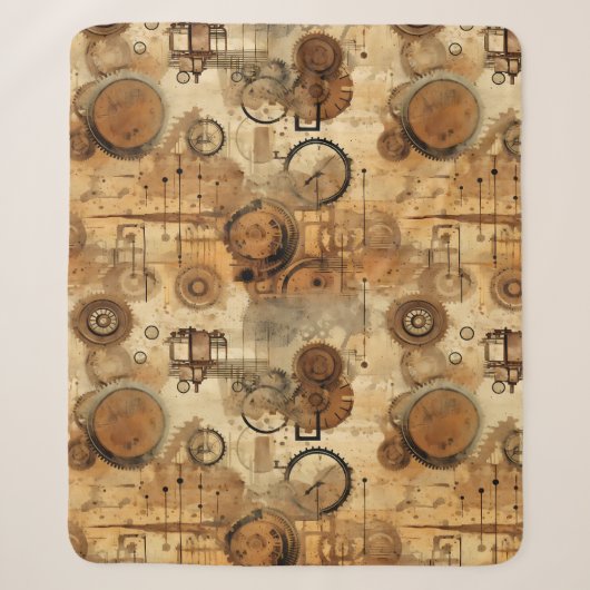 Couverture Sherpa Horloge Grunge Rustique Steampunk (Devant)