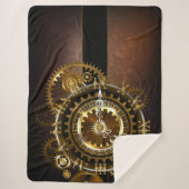 Couverture Sherpa Horloge Steampunk avec des engrenages anciens (Devant)