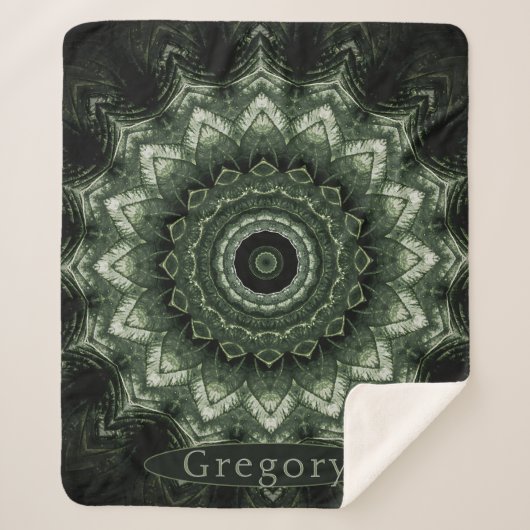 Couverture Sherpa Hosta Mandala personnalisé en vert foncé (Devant)