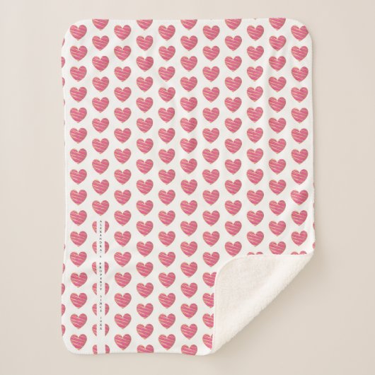 Couverture Sherpa Hot Pink and Golden effect Elegant Heart (Devant)