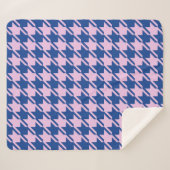 Couverture Sherpa Houndstooth rose+Blue Big Motif (Devant (Horizontal))