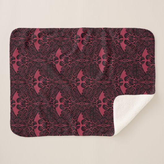 Couverture Sherpa HOUSE OF THE DRAGON | Red Dragon Filigree Pattern (Devant (Horizontal))