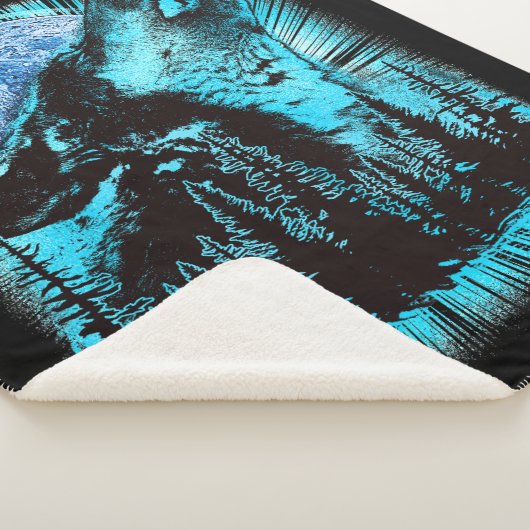 Couverture Sherpa Howling Wolf Moon Pine Forest (3/4)