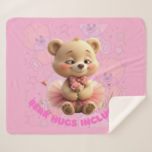 Couverture Sherpa Hugs d'ours inclus - Ours Tutu Doux (Devant (Horizontal))
