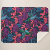 Couverture Sherpa Hummingbird garden in purple and blue (Devant (Horizontal))