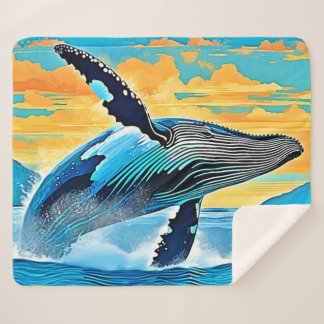 Couverture Sherpa Humpback Whale Ocean Freedom Jump Design