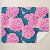 Couverture Sherpa Hydrangea aquarelle motif, rose et bleu (Devant (Horizontal))