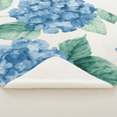 Couverture Sherpa Hydrangea Bleus Aquarelle Florale Botanique Florai (3/4)