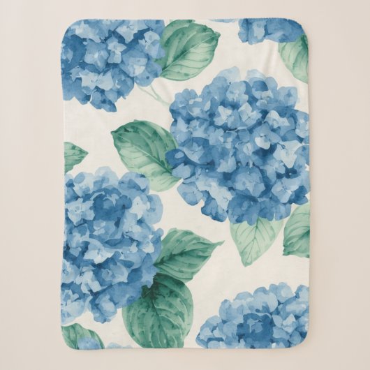 Couverture Sherpa Hydrangea Bleus Aquarelle Florale Botanique Florai (Devant)